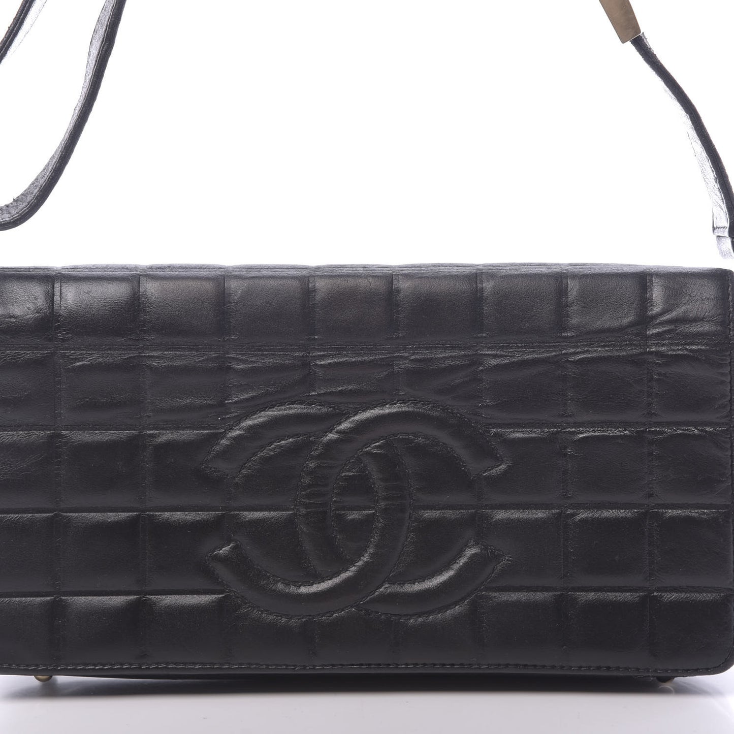 Lambskin Quilted CC Chocolate Bar Flap Black