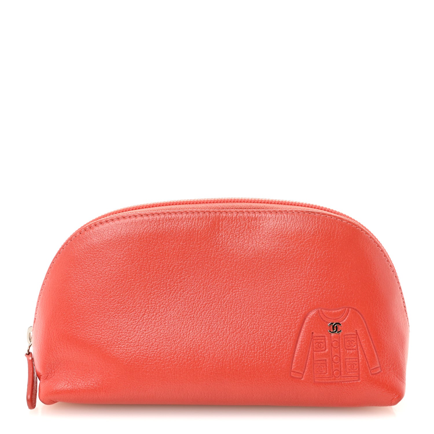 Chanel Goatskin Jacket Embossed Cosmetic Case Orange 1 of 11