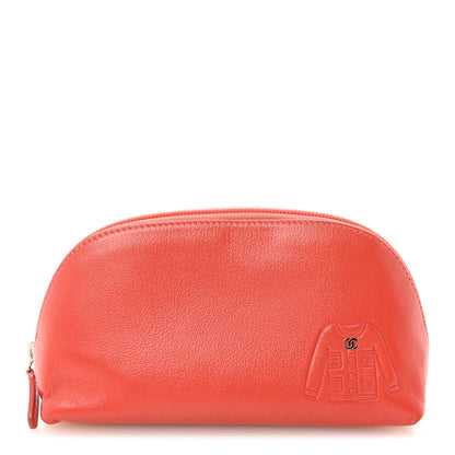 Chanel Goatskin Jacket Embossed Cosmetic Case Orange 1 of 11