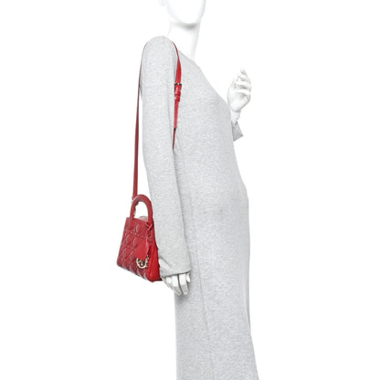 Christian Dior Lambskin Cannage Lily Tote Dark Red 2 of 14