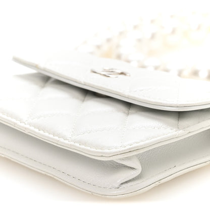 Chanel Calfskin Quilted Mini Maxi Pearls Wallet On Chain WOC White 10 of 10
