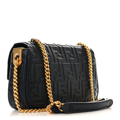 Fendi Nappa Small FF Embossed Midi Chain Baguette Black 3 of 9