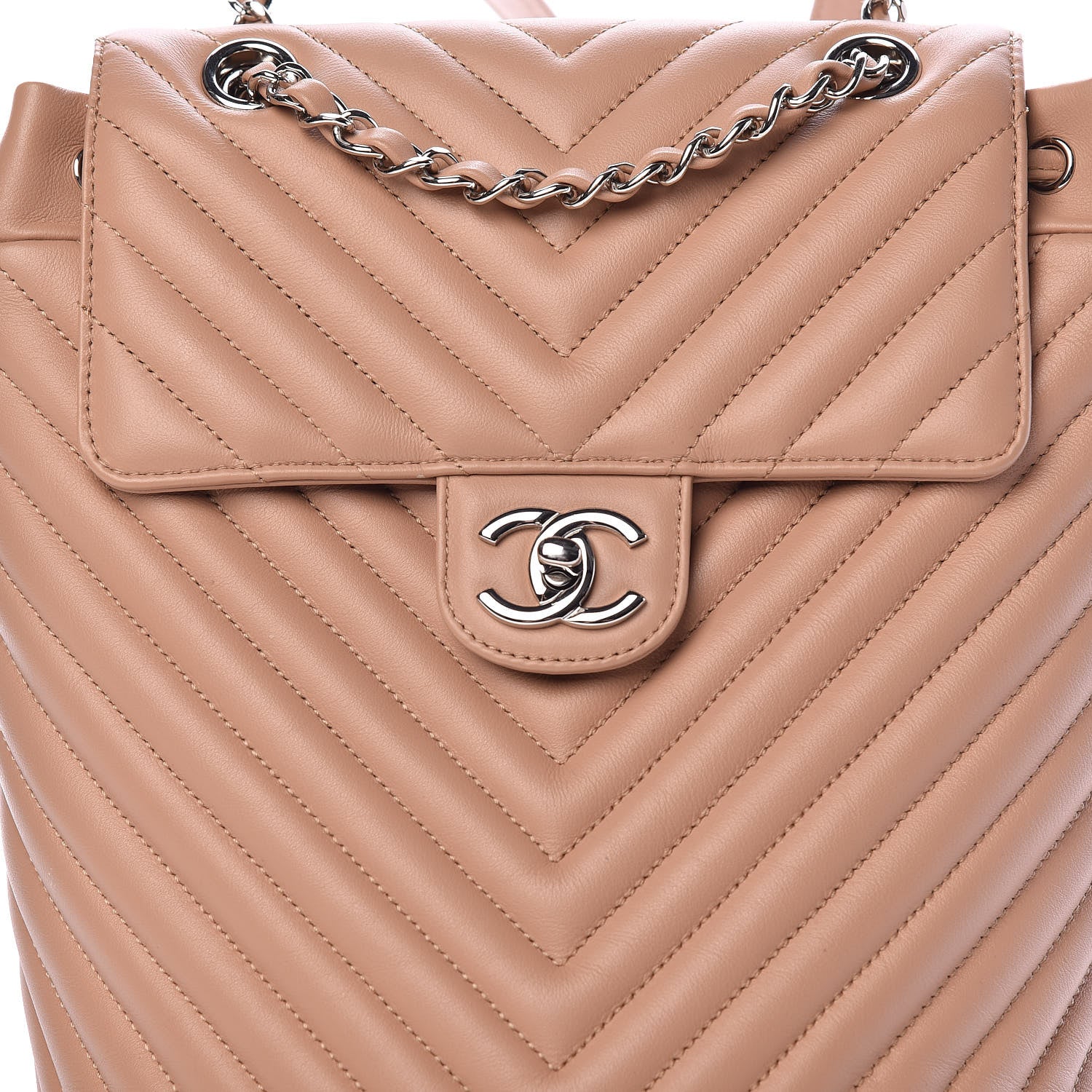 Chanel Calfskin Chevron Quilted Small Urban Spirit Backpack Beige 10 of 12