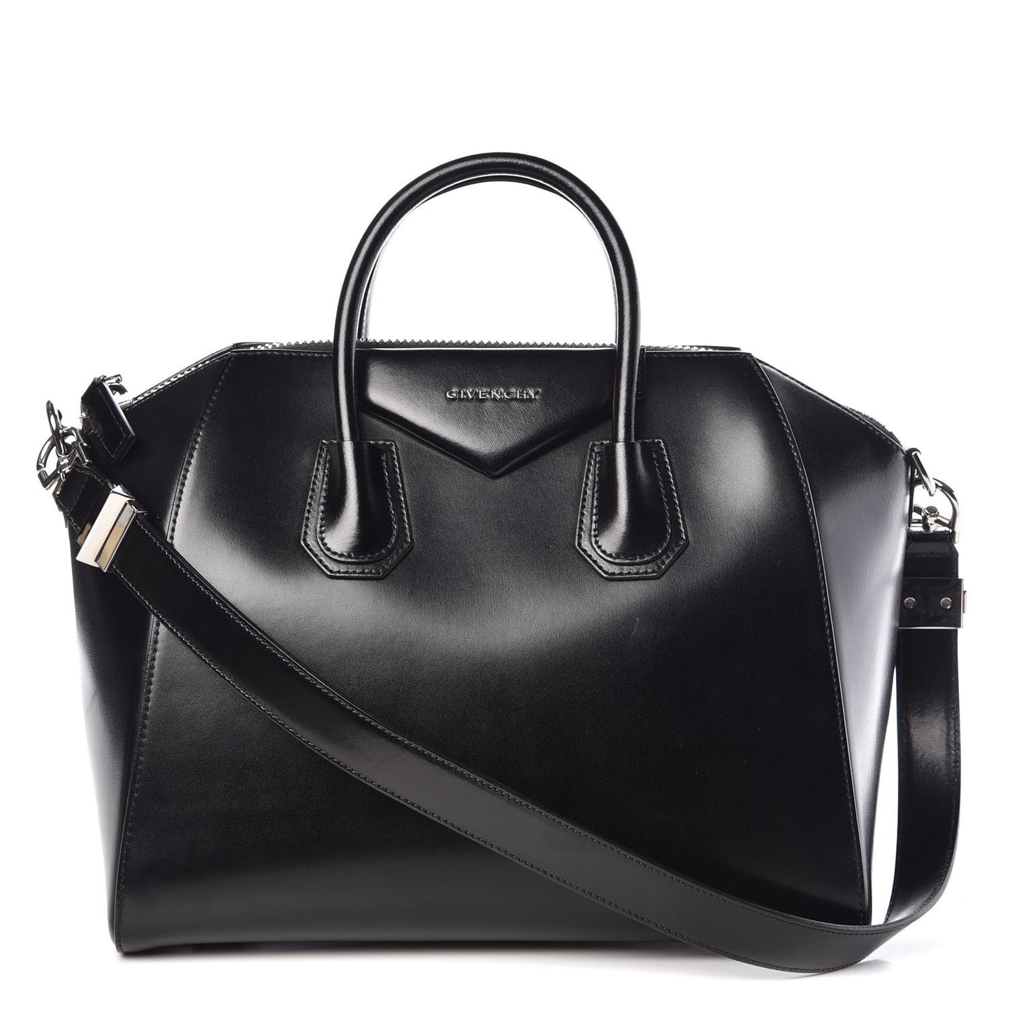 Shiny Lord Calfskin Medium Antigona Black