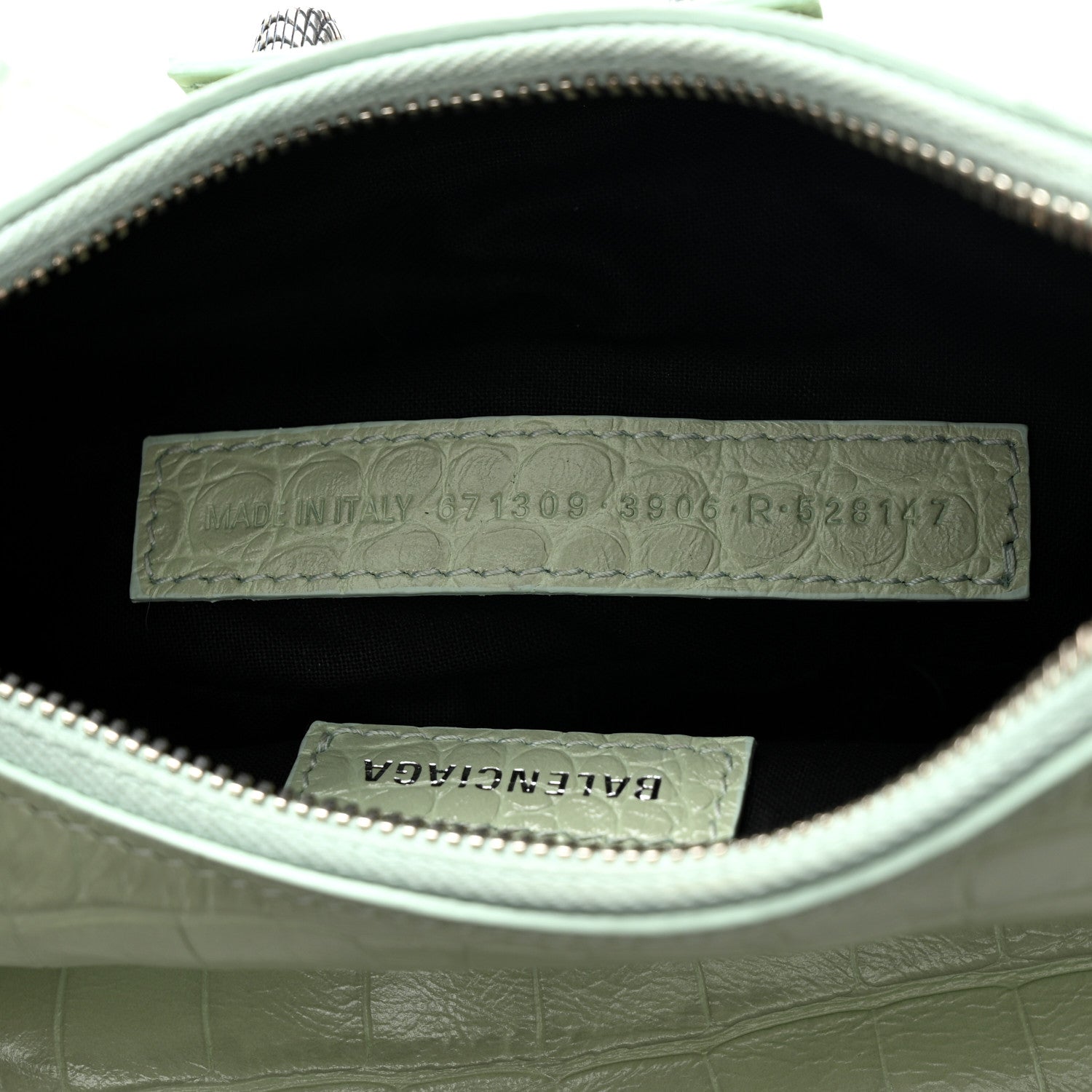 Balenciaga Extra Supple Calfskin Crocodile Embossed Le Cagole Shoulder Bag XS Light Green 7 of 10