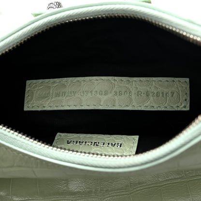 Balenciaga Extra Supple Calfskin Crocodile Embossed Le Cagole Shoulder Bag XS Light Green 7 of 10