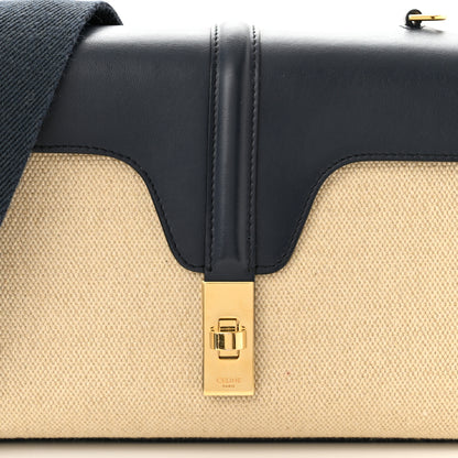 Celine Canvas Calfskin Teen Soft 16 Shoulder Bag Vanilla Navy 8 of 12