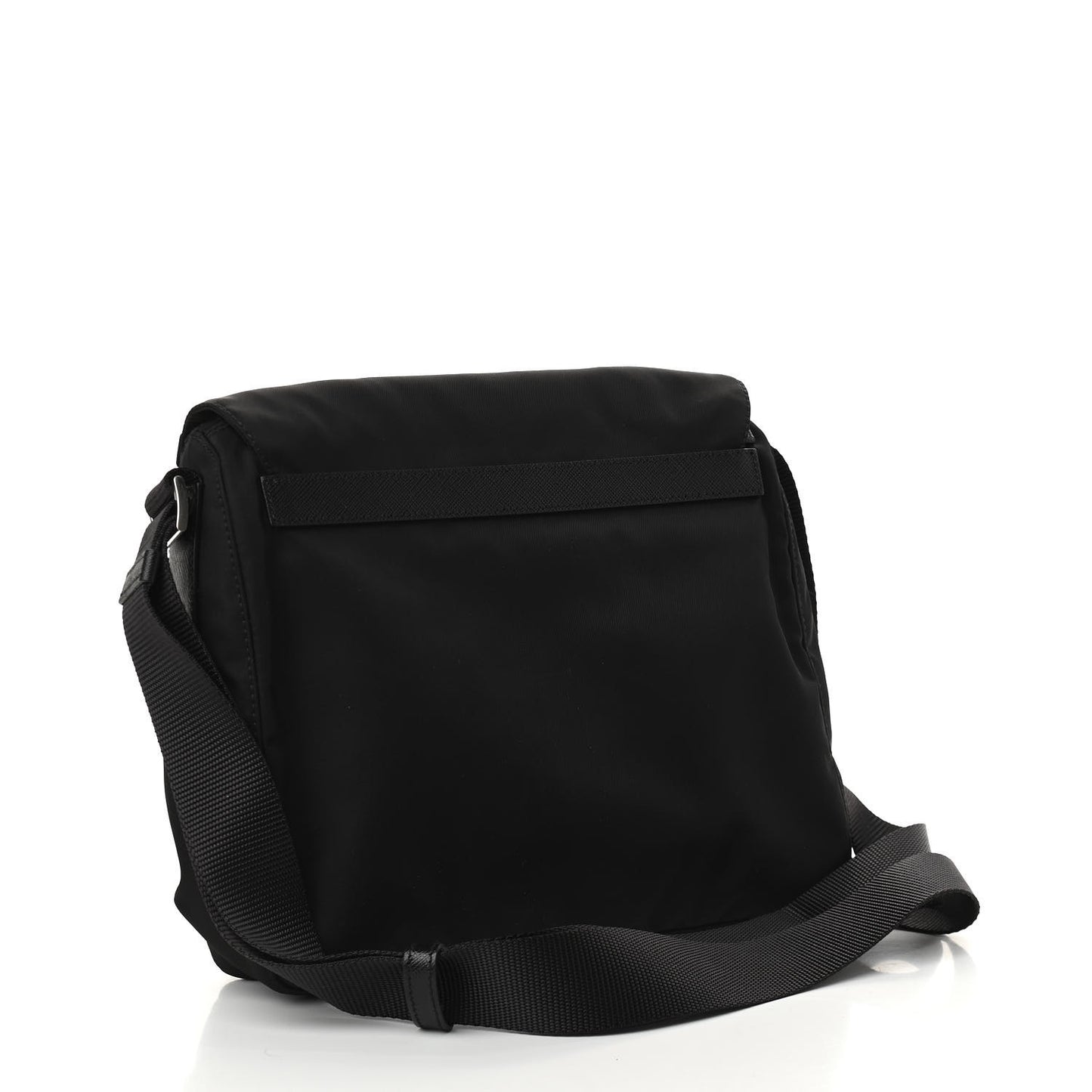 Nylon Vela Saffiano Single Buckle Messenger Shoulder Bag Black