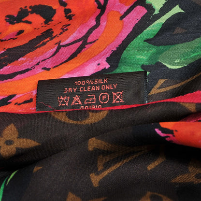 Louis Vuitton Silk Monogram Roses Scarf Marron 5 of 6