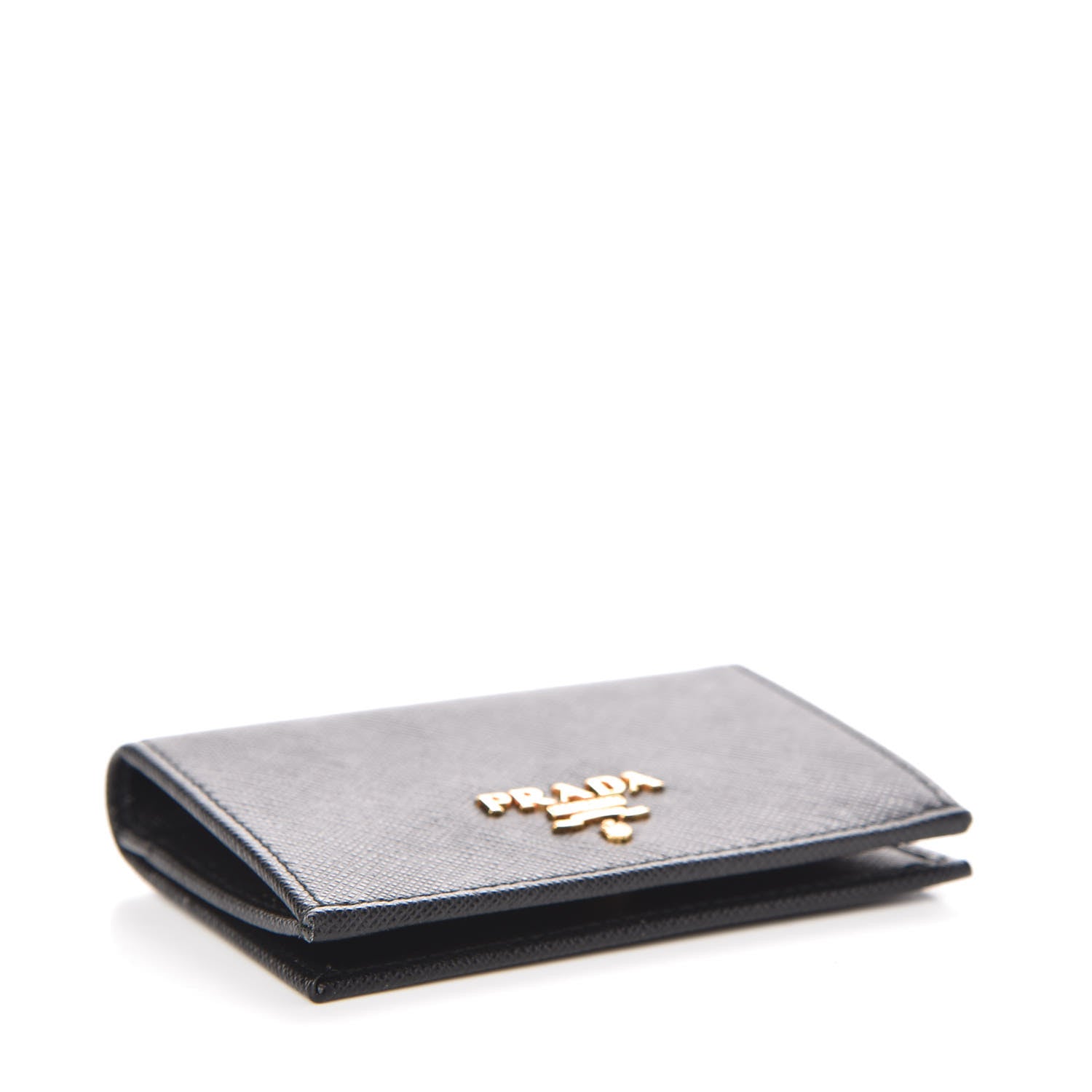 Prada Saffiano Metal Bi-Fold Card Holder Wallet Black 4 of 8