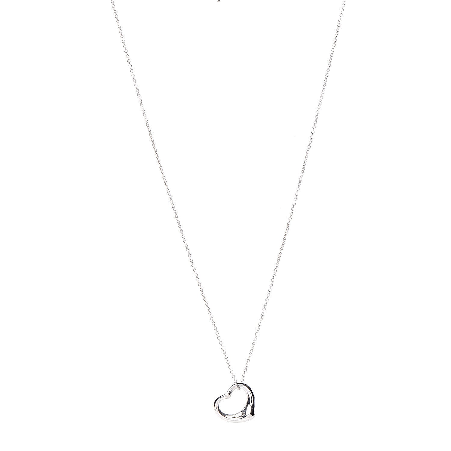 Tiffany Sterling Silver 16mm Elsa Peretti Open Heart Pendant Necklace 1 of 9