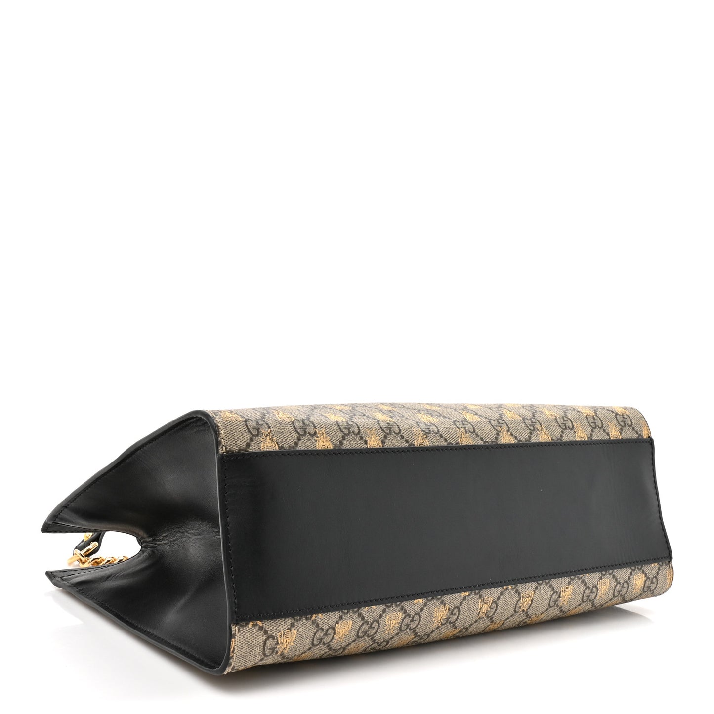 GG Supreme Monogram Bees Medium Padlock Tote Beige Oro Black