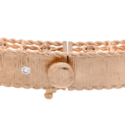 Roberto Coin 18K Rose Gold Diamond Princess Satin Fleur De Lis Bangle Bracelet 8 of 9