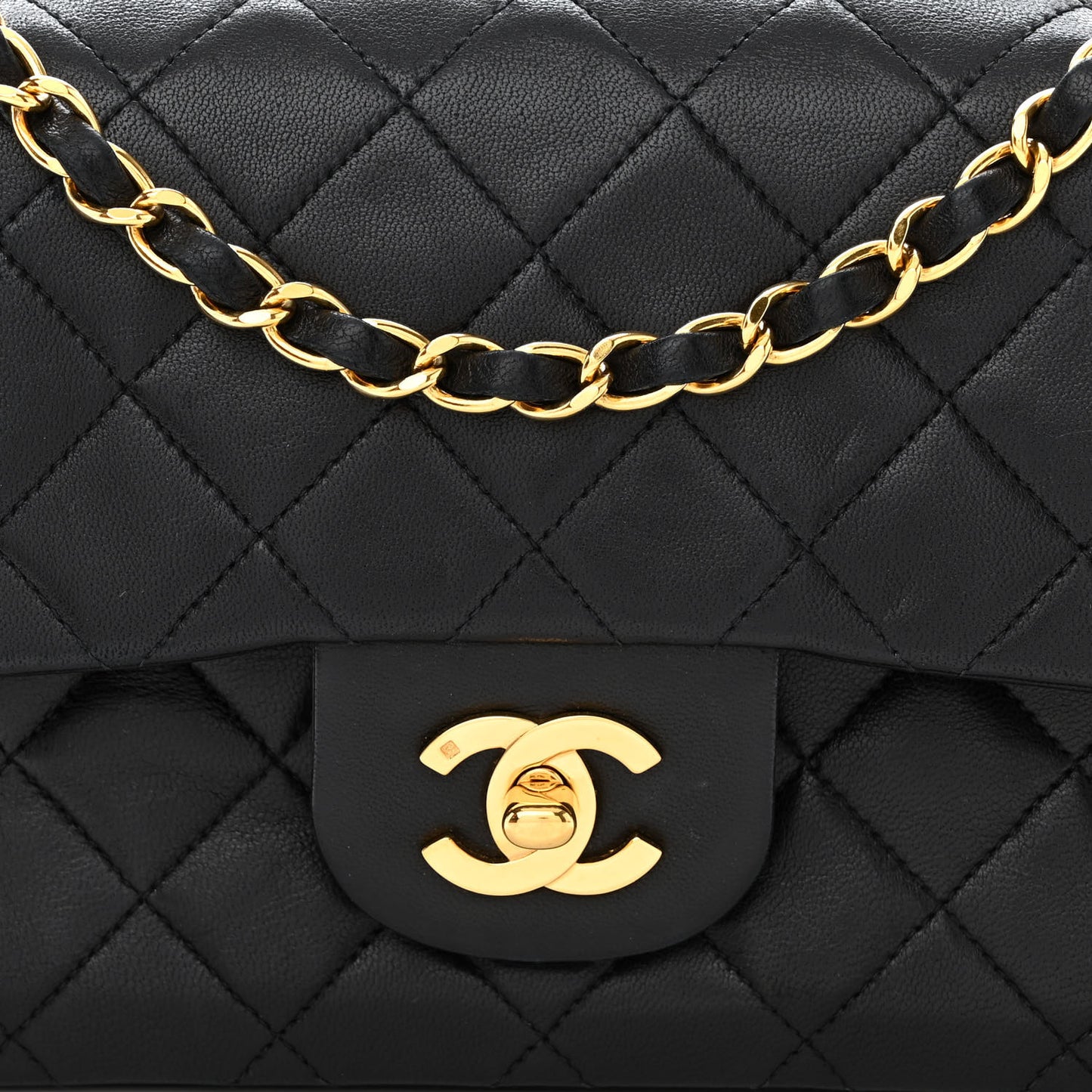 Lambskin Quilted Small Double Flap Black