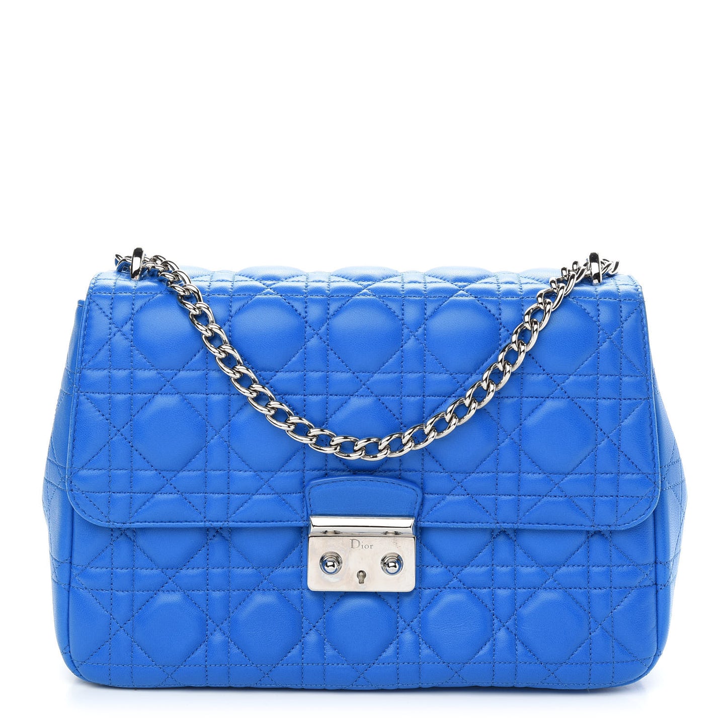 Lambskin Cannage Large Miss Dior Flap Blue