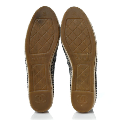 Chanel Tweed Velvet CC Espadrilles 41 Grey Black 5 of 9