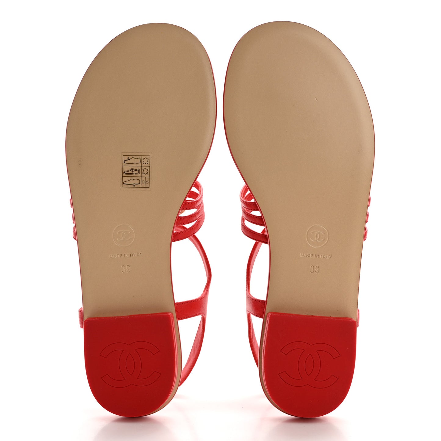 Lambskin Pearl Crystal CC Thong Sandals 39 Red