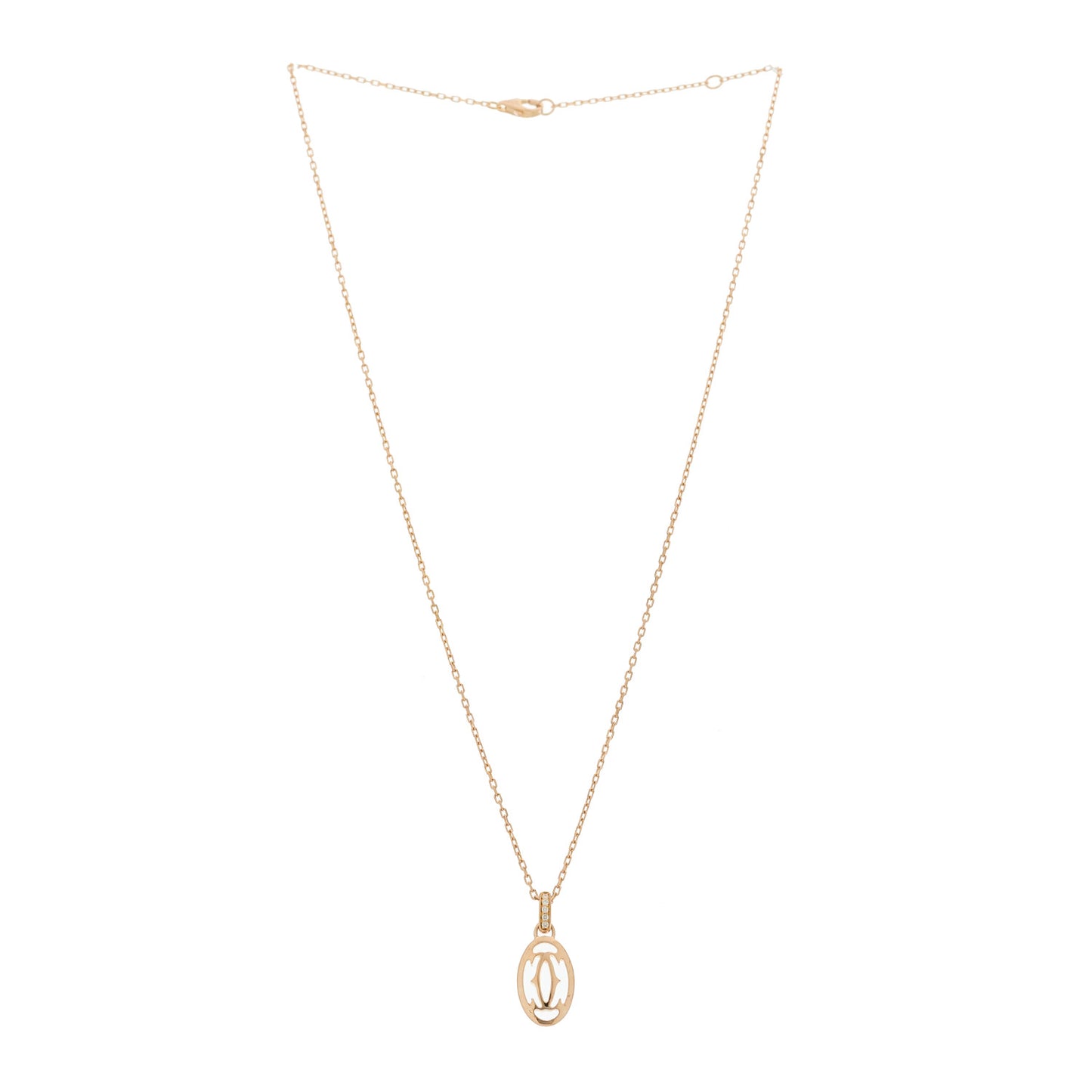 18K Pink Gold Diamond Logo Pendant Necklace