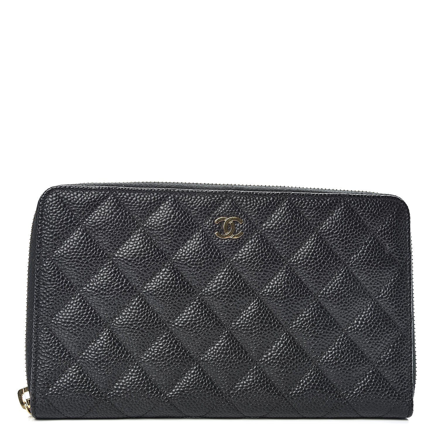 Chanel Caviar Quilted Large Zip Around Organizer Wallet Black 1 of 10