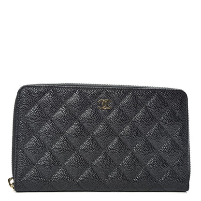 Chanel Caviar Quilted Large Zip Around Organizer Wallet Black 1 of 10