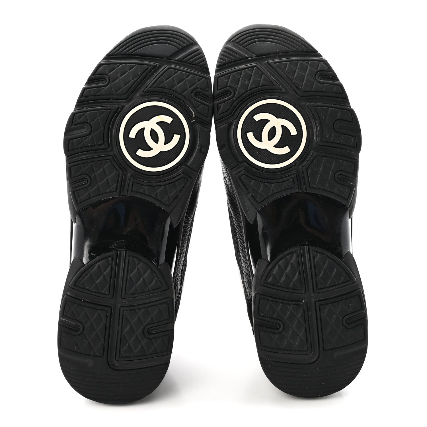 Chanel Mesh Suede Grained Calfskin Womens CC Sneakers 40 Black White 6 of 9