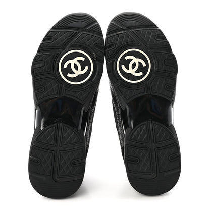 Chanel Mesh Suede Grained Calfskin Womens CC Sneakers 40 Black White 6 of 9