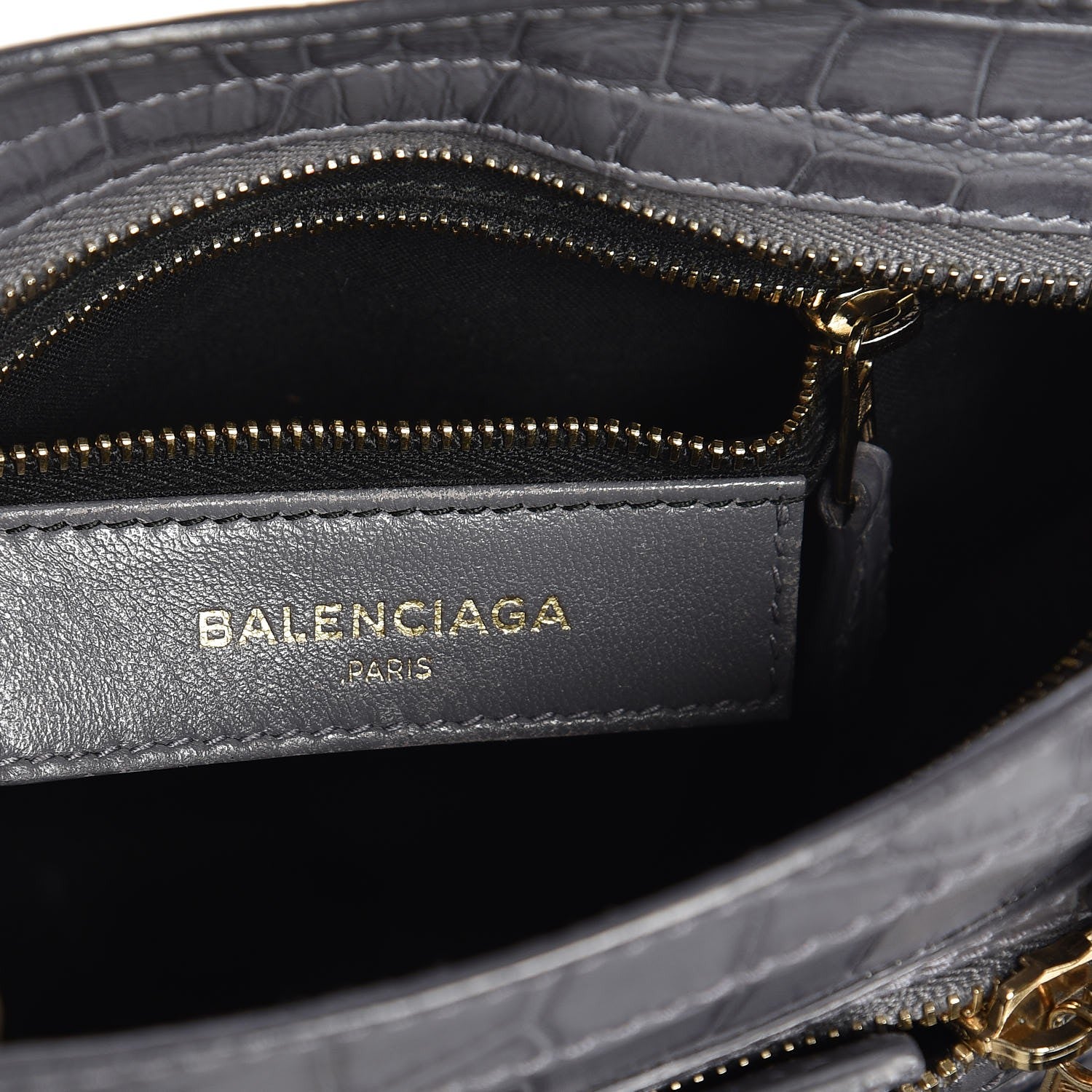 Balenciaga Calfskin Crocodile Embossed Giant 12 Gold Hardware Mini City Gris Beton 7 of 9