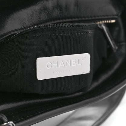 Chanel Calfskin Wool Felt Embossed Small Gabrielle Logo Hobo Black 6 of 11