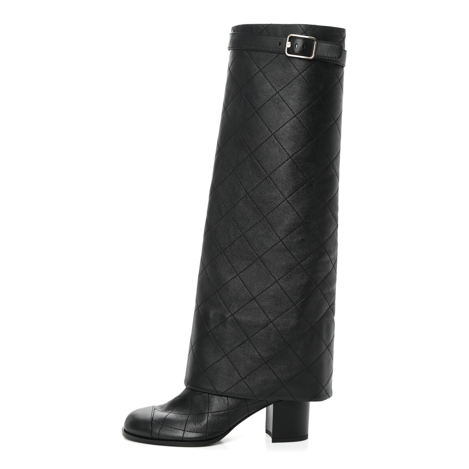 Chanel Lambskin Quilted High Boots 36 Black 1 of 9