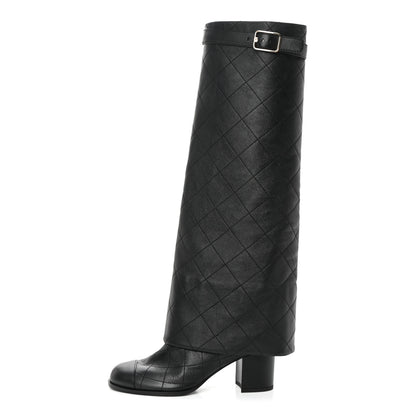 Chanel Lambskin Quilted High Boots 36 Black 1 of 9