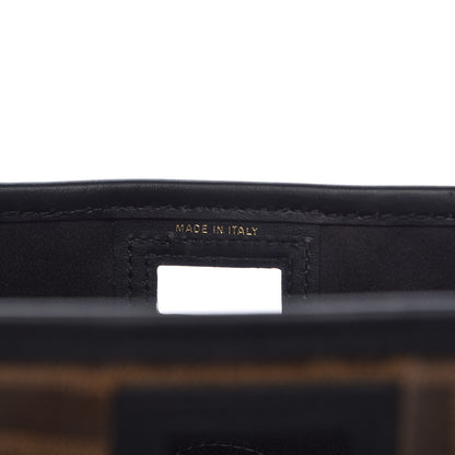 Fendi Glazed Fabric Vitello Century FF 1974 Stamp Patch Mini Peekaboo Defender Cover Mogano Panna Black 6 of 9