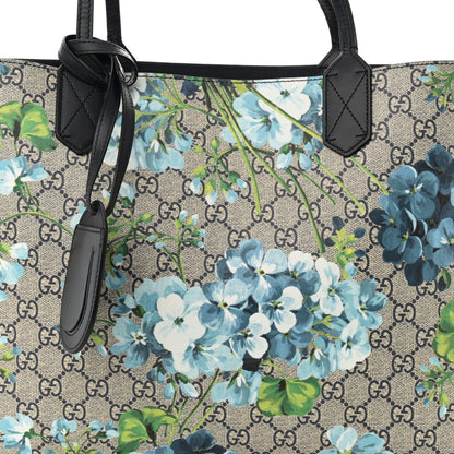 Gucci GG Supreme Monogram Blooms Medium Reversible Tote Beige Blue Navy 11 of 15