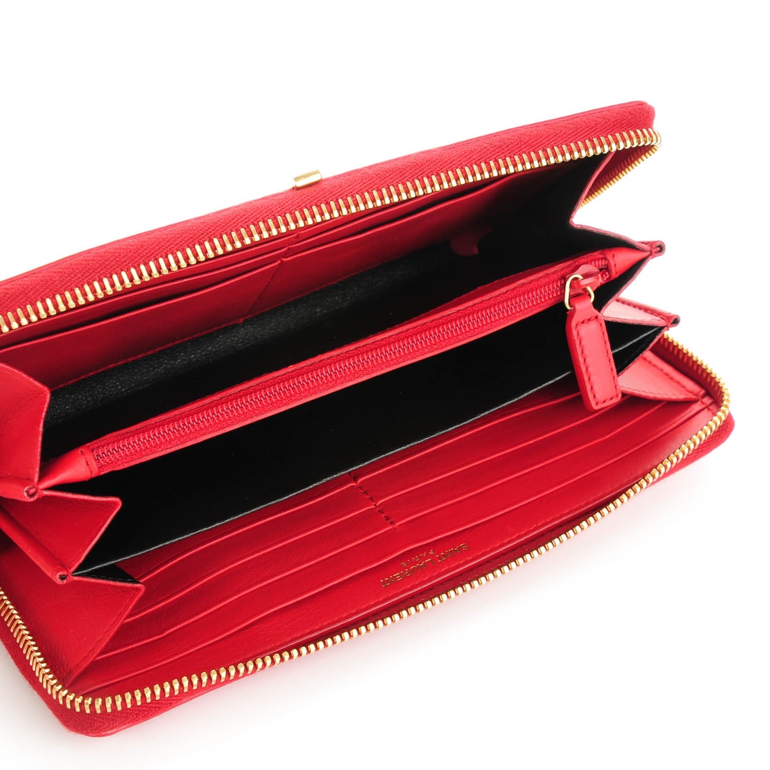 Saint Laurent Calfskin Classic Y Ligne Zip Around Wallet Red 5 of 6