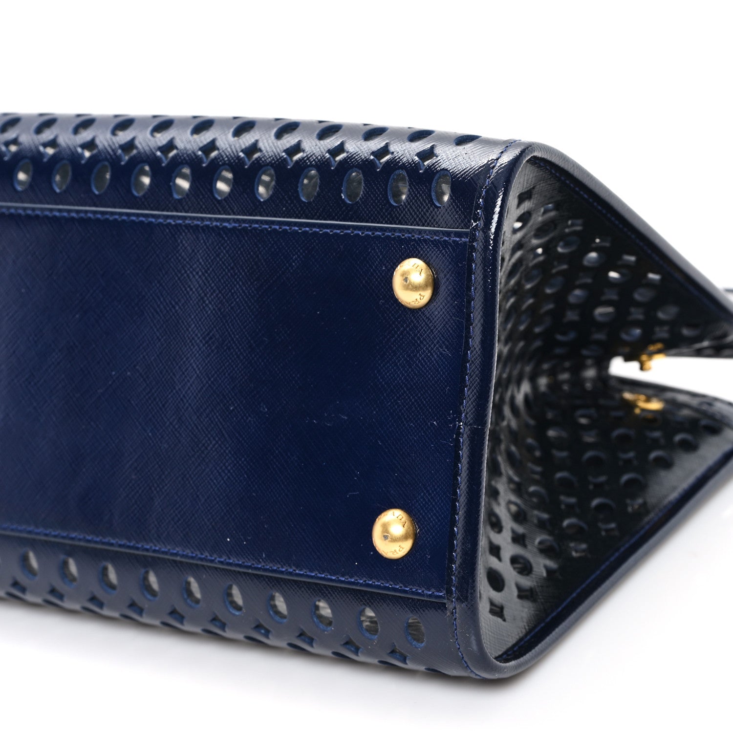 Prada Saffiano Vernice Perforated Tote Royal 10 of 11