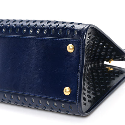 Prada Saffiano Vernice Perforated Tote Royal 10 of 11