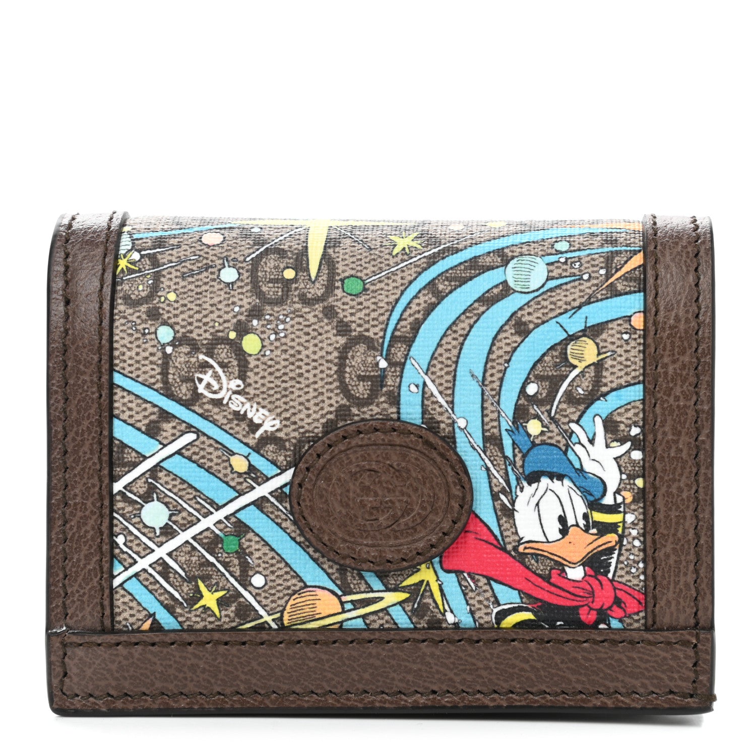 Gucci X DISNEY GG Supreme Monogram Donald Duck Interlocking G Card Case Beige Multicolor New Acero 1 of 8