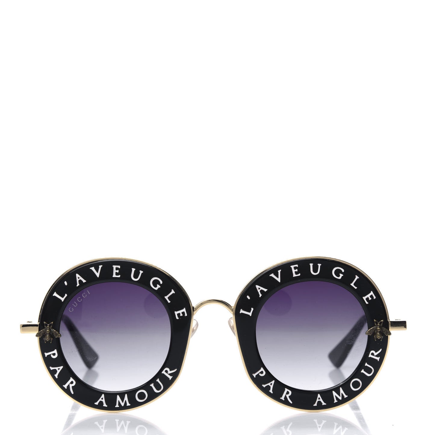 Metal L'Aveugle Par Amour Round Frame Sunglasses GG0113S Black