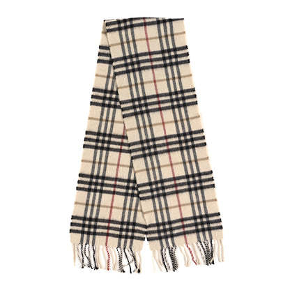 Burberry Cashmere Vintage Check Fringe Scarf Ivory 2 of 3