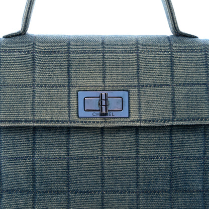 Chanel Denim Quilted Chocolate Bar Mademoiselle Top Handle Bag 8 of 10