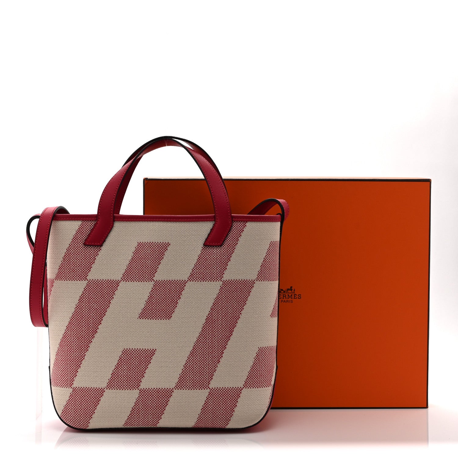 Hermes Swift Toile H Cabas H En Biais 27 Ecru FRAMBOISE 11 of 11