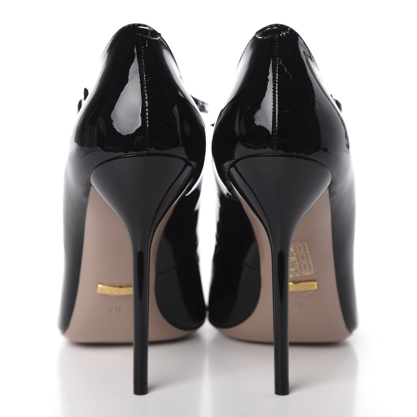 Patent Beverly T-Strap High Heel Pumps 40 Black