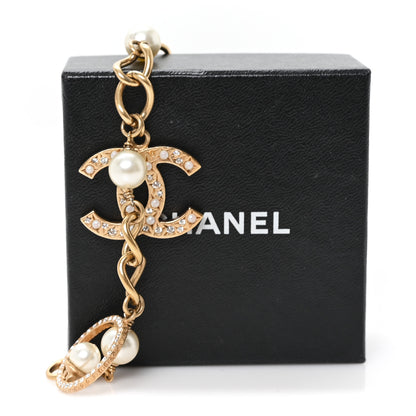 Chanel Crystal Pearl CC Charm Bracelet Gold 5 of 5