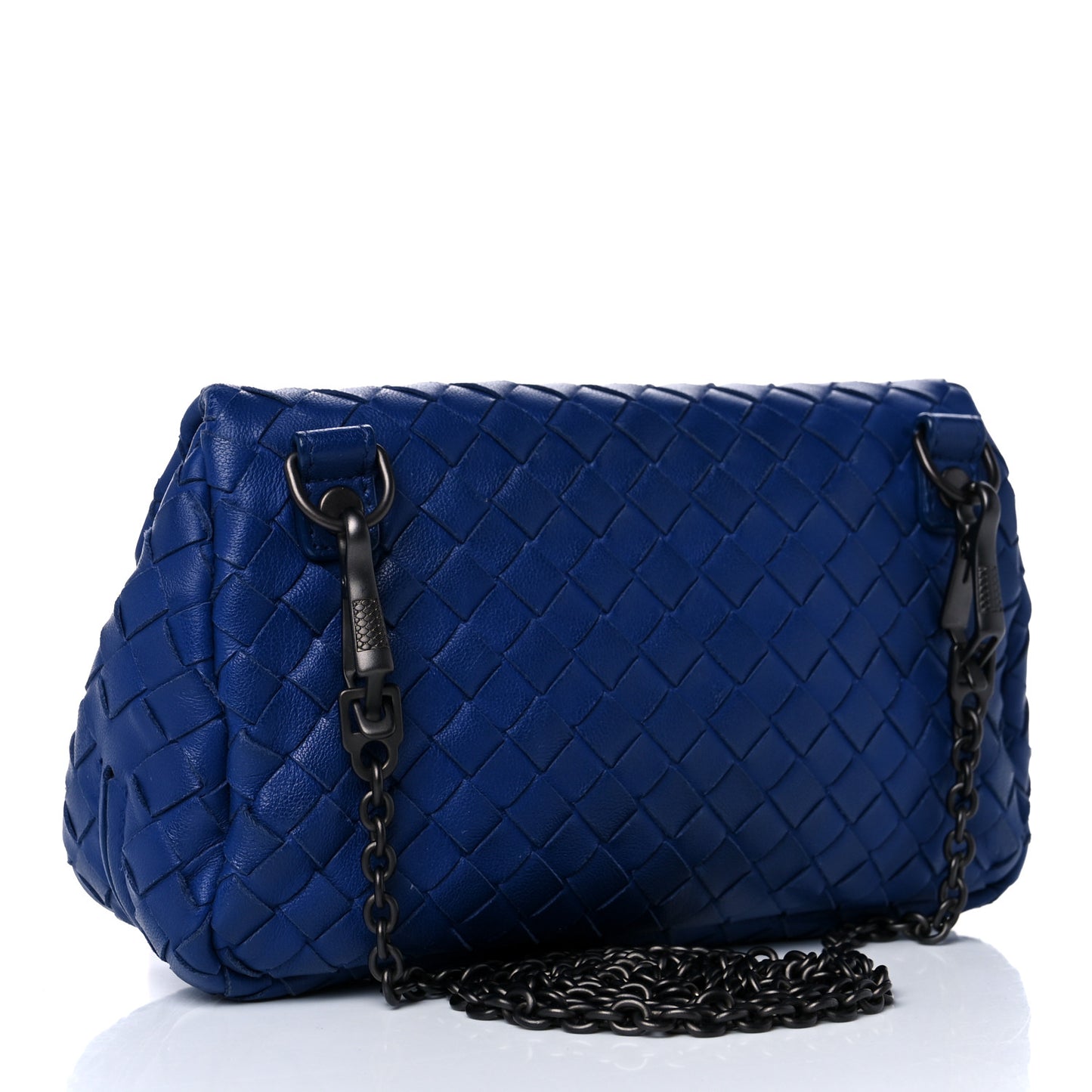 Nappa Intrecciato Small Chain Crossbody Cobalt