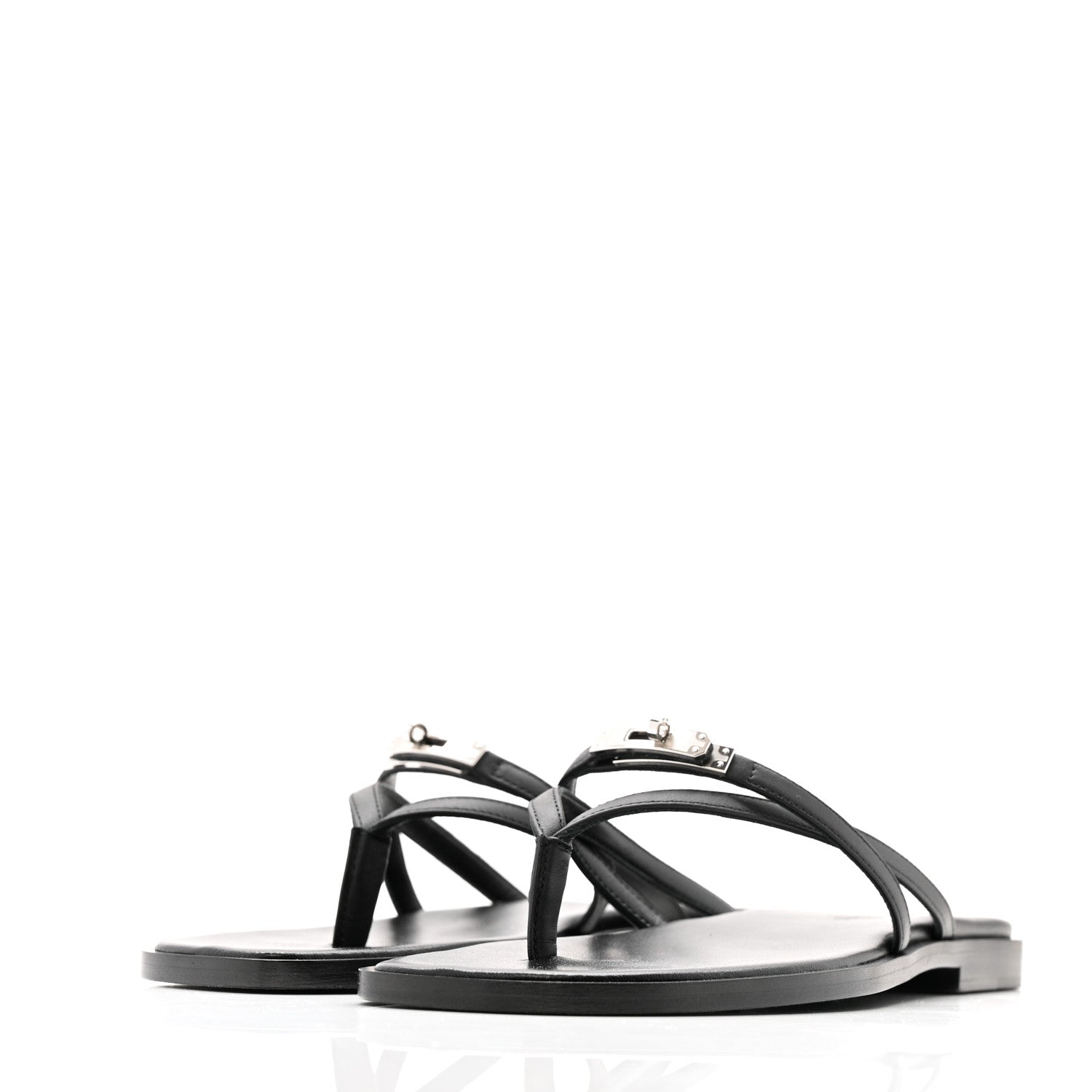 Hermes Calfskin Miss Sandals 36 Black 5 of 10