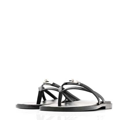 Hermes Calfskin Miss Sandals 36 Black 5 of 10