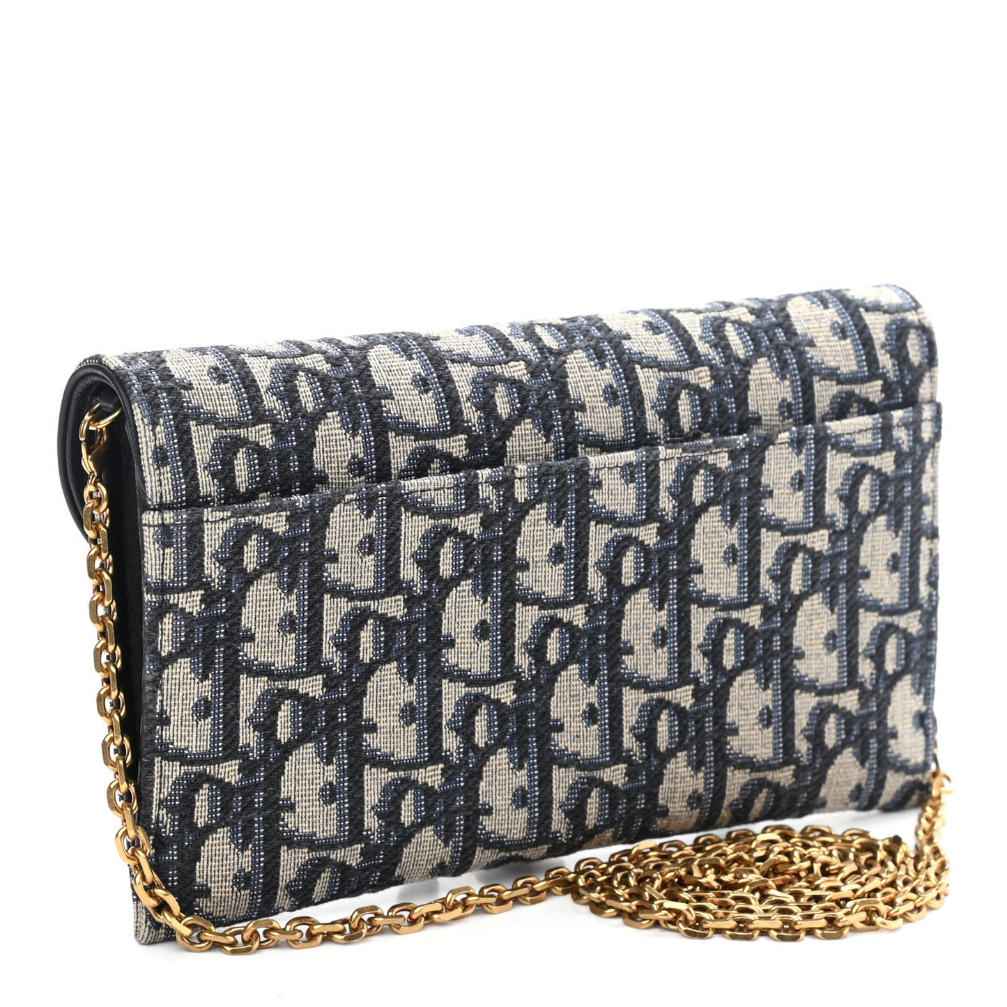 Oblique Saddle Chain Long Wallet Blue