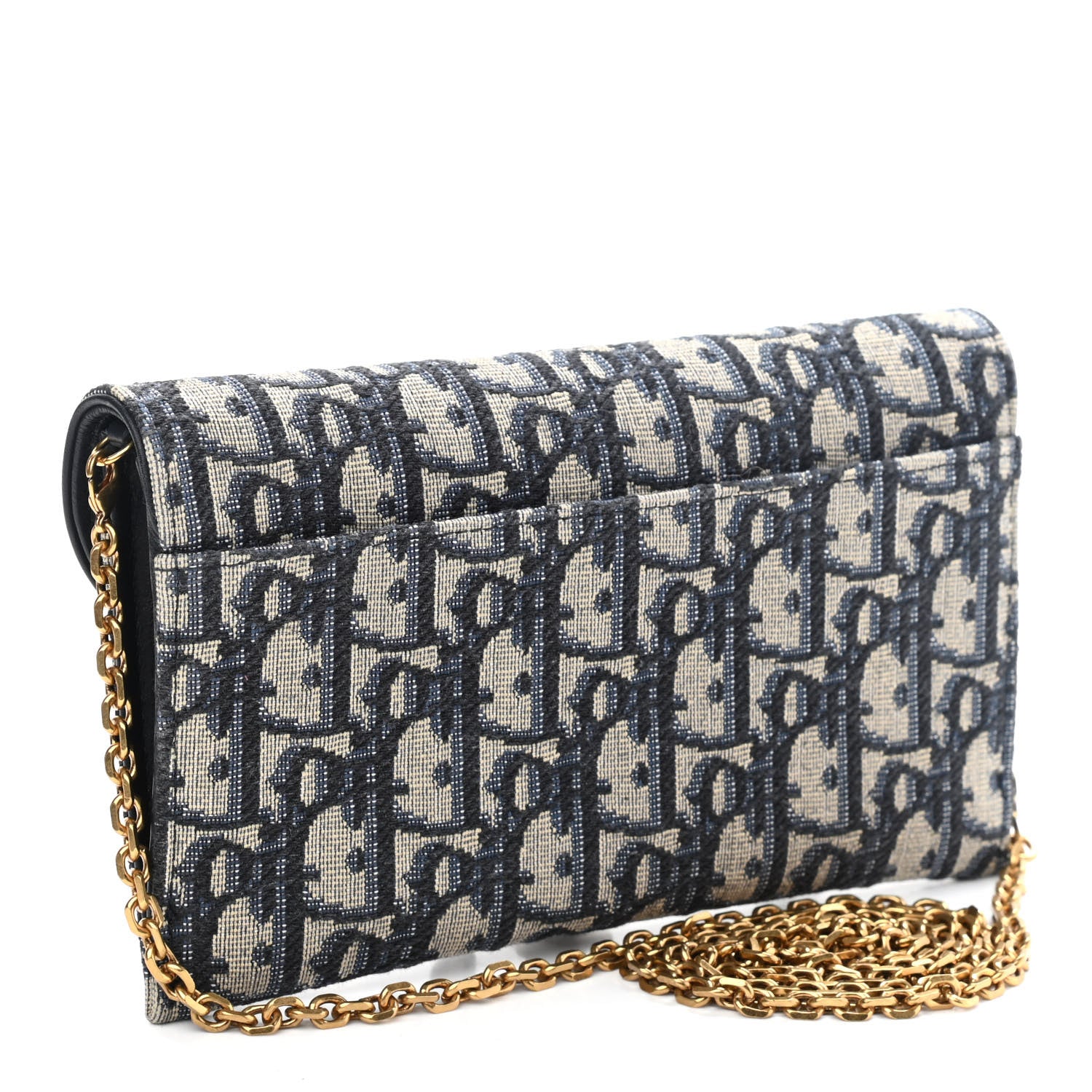 Christian Dior Oblique Saddle Chain Long Wallet Blue 4 of 9
