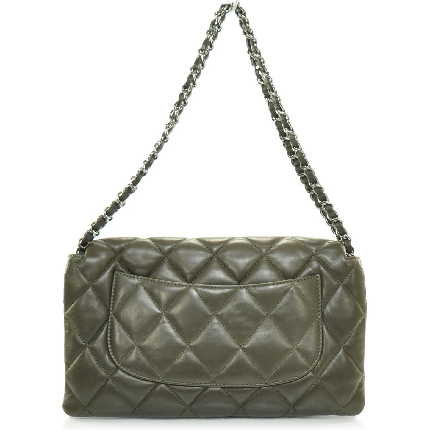 Lambskin Quilted 3 Flap Bag Dark Khaki