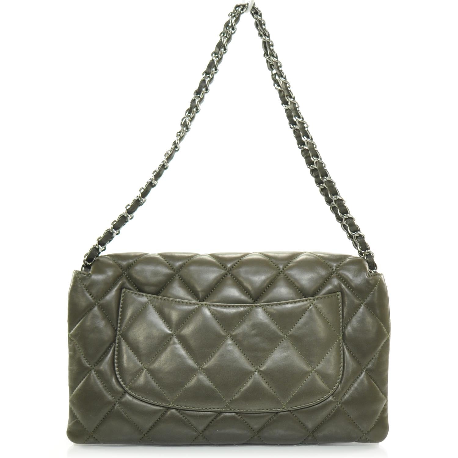 Chanel Lambskin Quilted 3 Flap Bag Dark Khaki 5 of 10