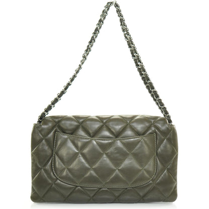 Chanel Lambskin Quilted 3 Flap Bag Dark Khaki 5 of 10